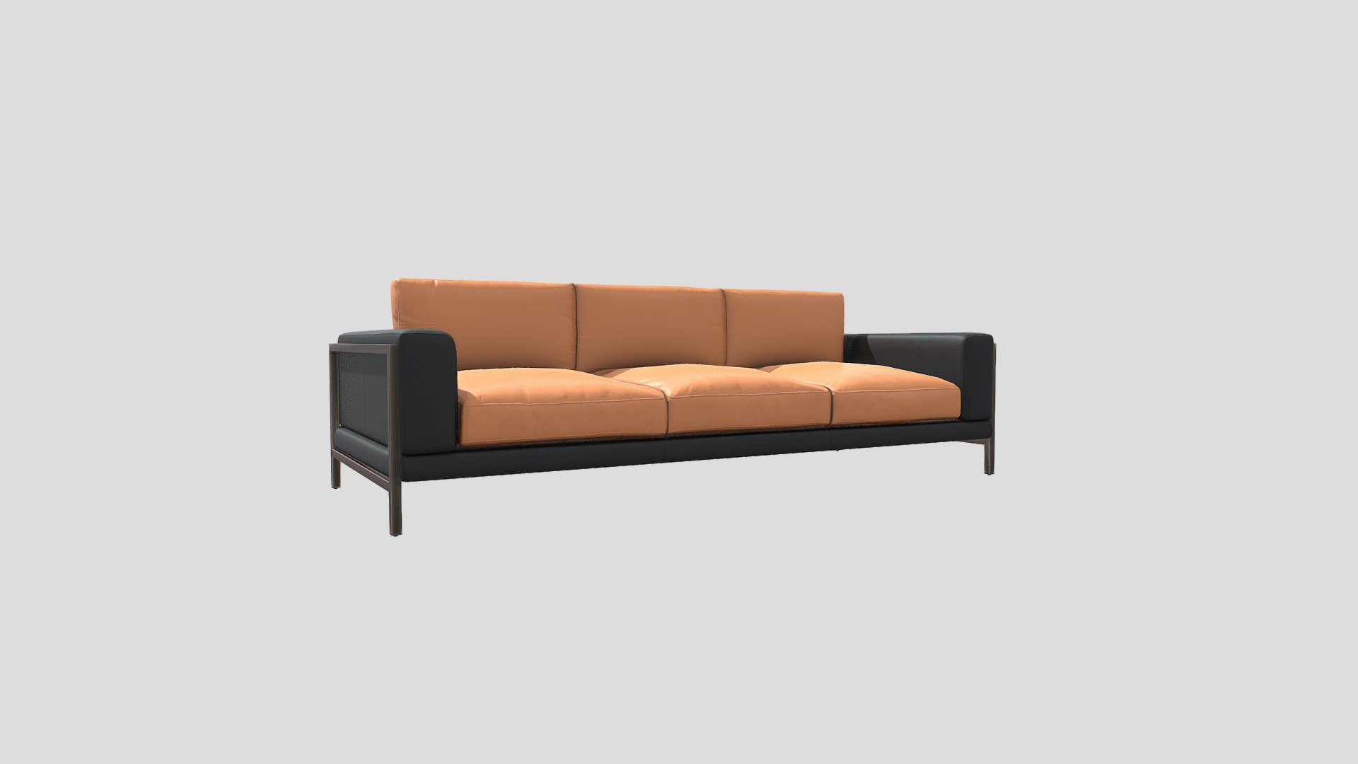 3D model Clark 3P leather Sofa - This is a 3D model of the Clark 3P leather Sofa. The 3D model is about a brown couch with a black armrest.