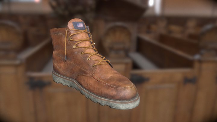 Low Poly Red Wings Style Boots 3D Model