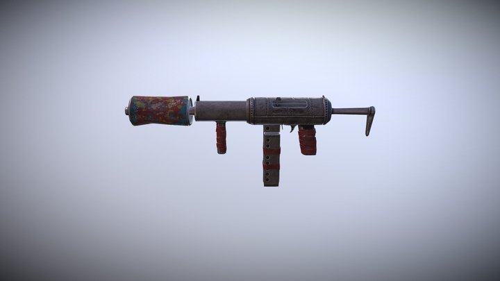 Hand Made Submachine Gun Low-poly 3D model V.2 3D Model