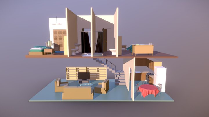 Low Poly House Interior 3D Model