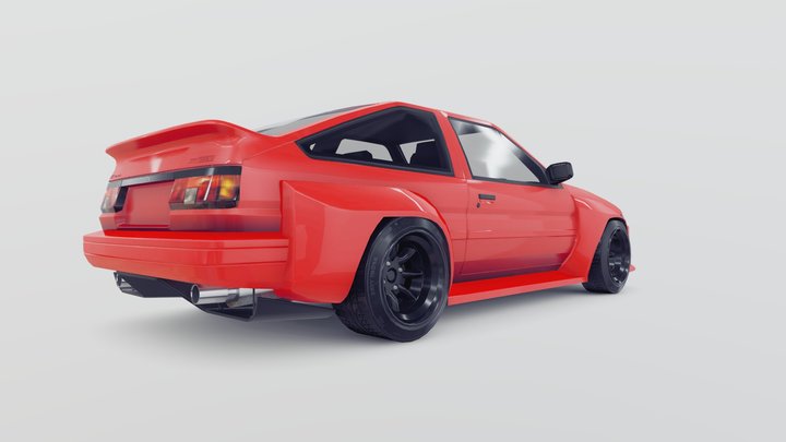 Toyota AE86 with custom bodykit 3D Model
