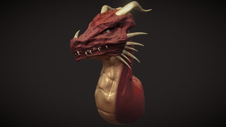 Red Dragon bust 3D Model