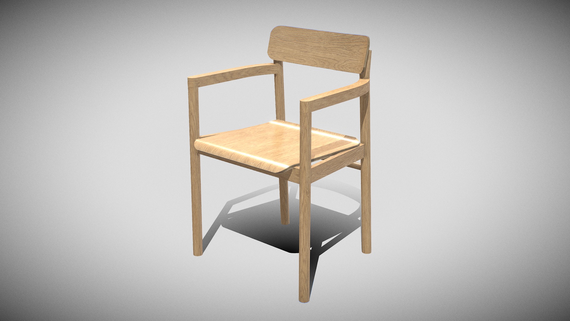 3D model Post Chair-oak standard lacquered - This is a 3D model of the Post Chair-oak standard lacquered. The 3D model is about a wooden chair on a stand.