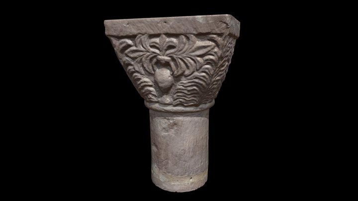 Capitel Románico con ornamentación floral 3D Model