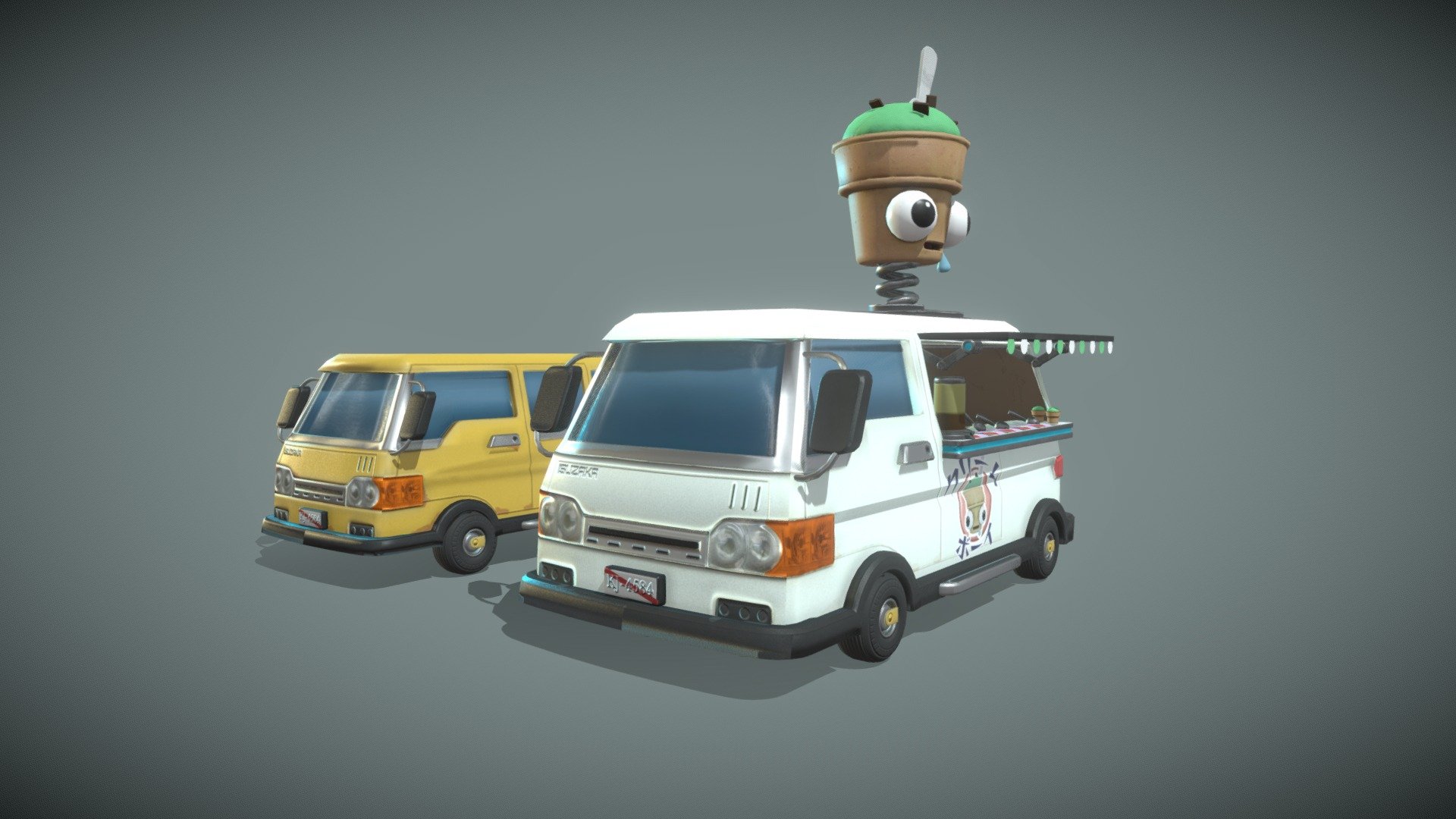 Kawaii Anime Van Vehicle - Buy Royalty Free 3D model by PolySquid [62bf807]  - Sketchfab Store