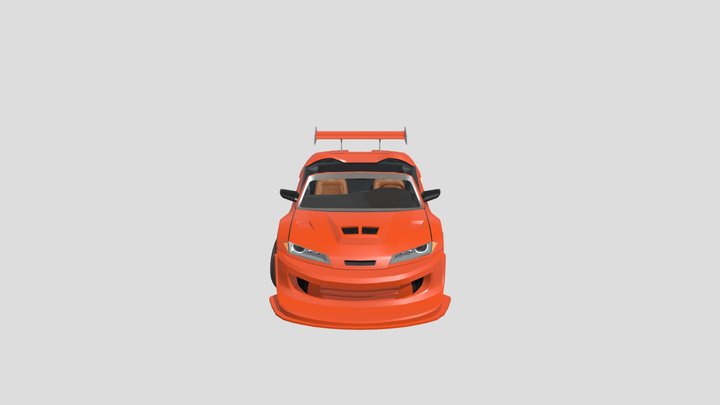 Tuner car Orange 3D Model