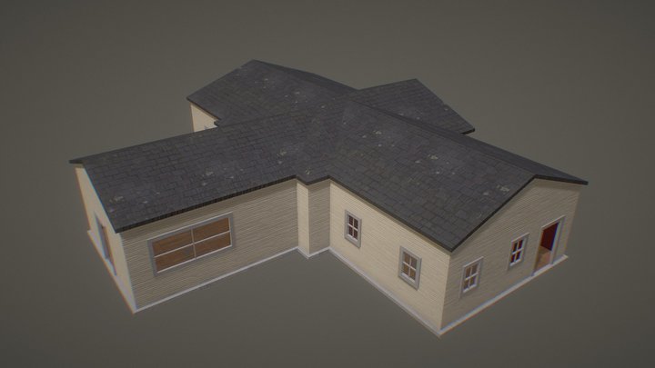 Single Story House: Textured with Interior 3D Model