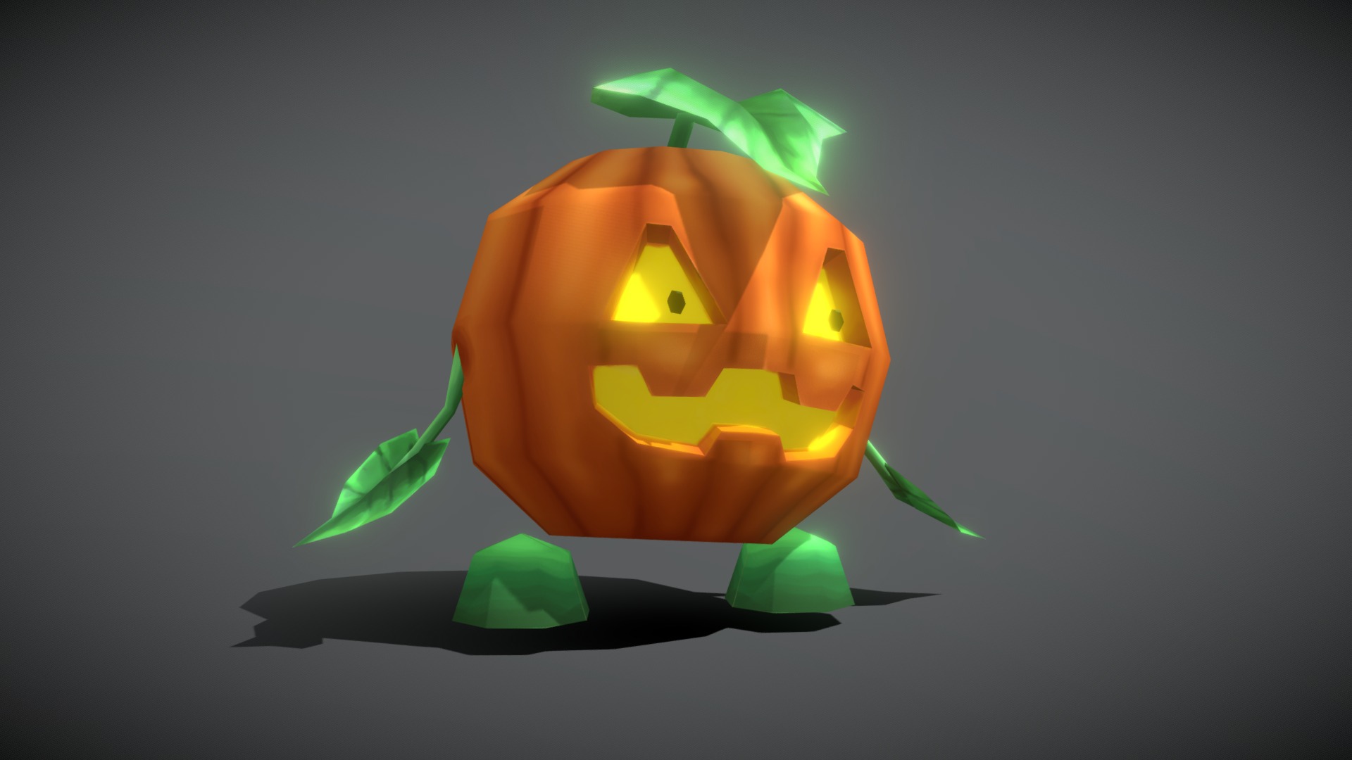 3D model 3DRT – Chibimons – Pumpkin - This is a 3D model of the 3DRT - Chibimons - Pumpkin. The 3D model is about a carved pumpkin with a face.