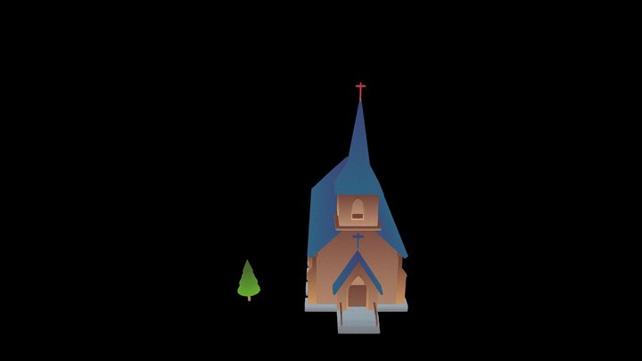 Low Poly Church 3D Model