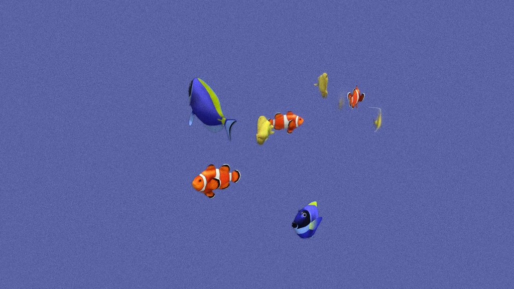 Animated Swimming Tropical Fish School Loop