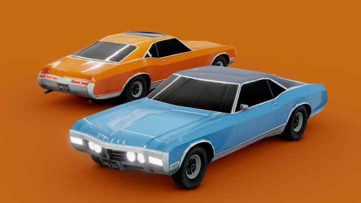 Buick Riviera 1969 Low-poly 3D Model