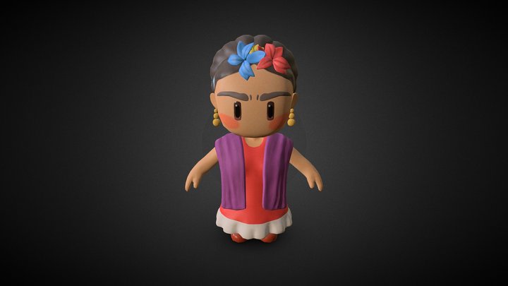Frida Kahlo Pop Character 3D Model