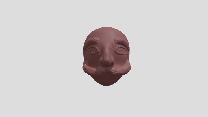 head with mustache 3D Model