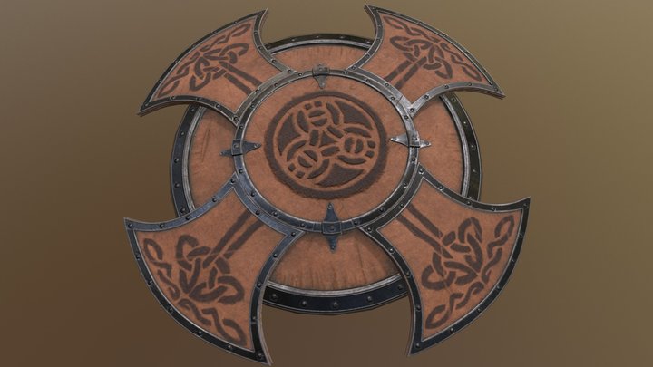 Winged Celtic Shield 3D Model