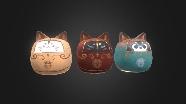 round-bottomed doll (fox) 3D Model