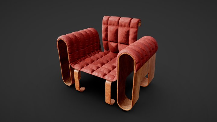 Wooden Sofa 3D Model