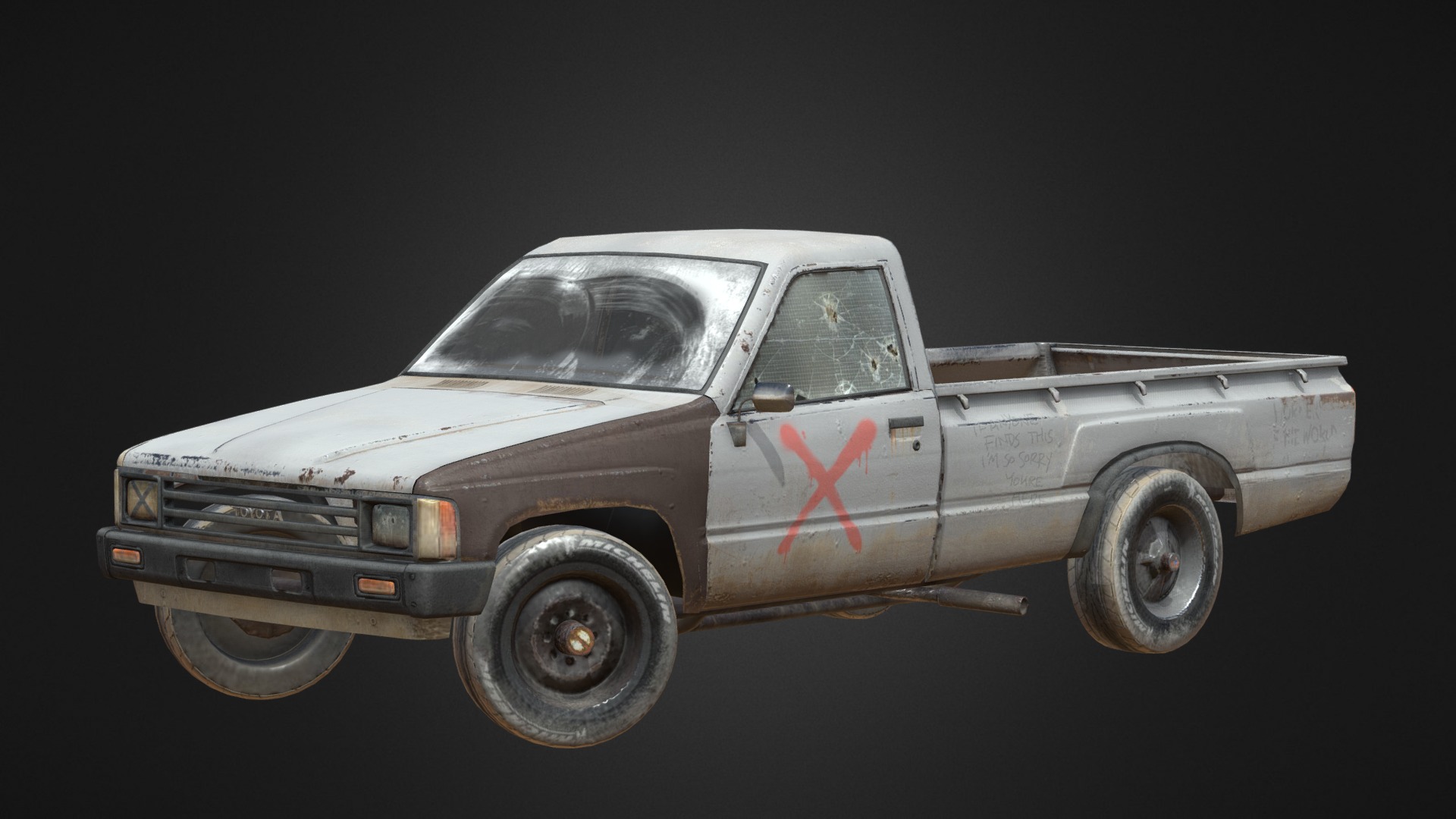 3D model Toyota Hilux 1983 - This is a 3D model of the Toyota Hilux 1983. The 3D model is about a toy car on a black background.