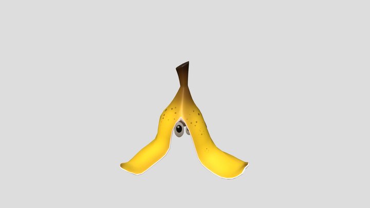 cartoon banana peel - tilt Low-poly 3D Model