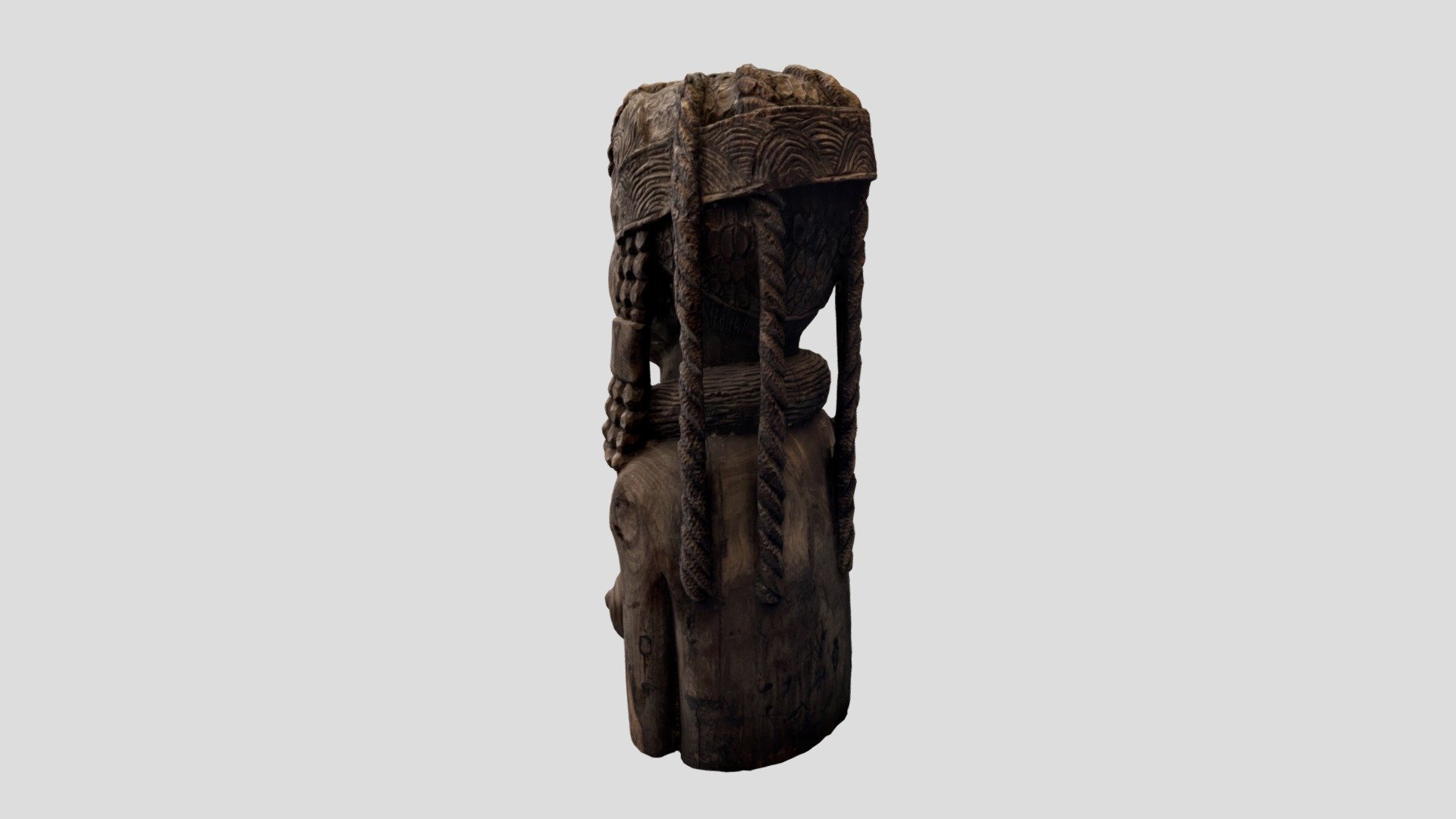 African woman bust wood sculpture