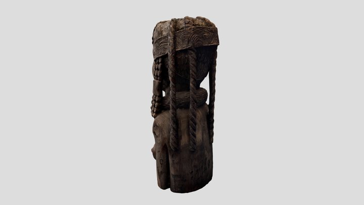 African woman bust wood sculpture 3D Model