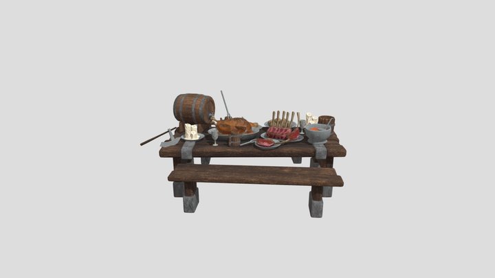 Medieval Feast Table 3D Model