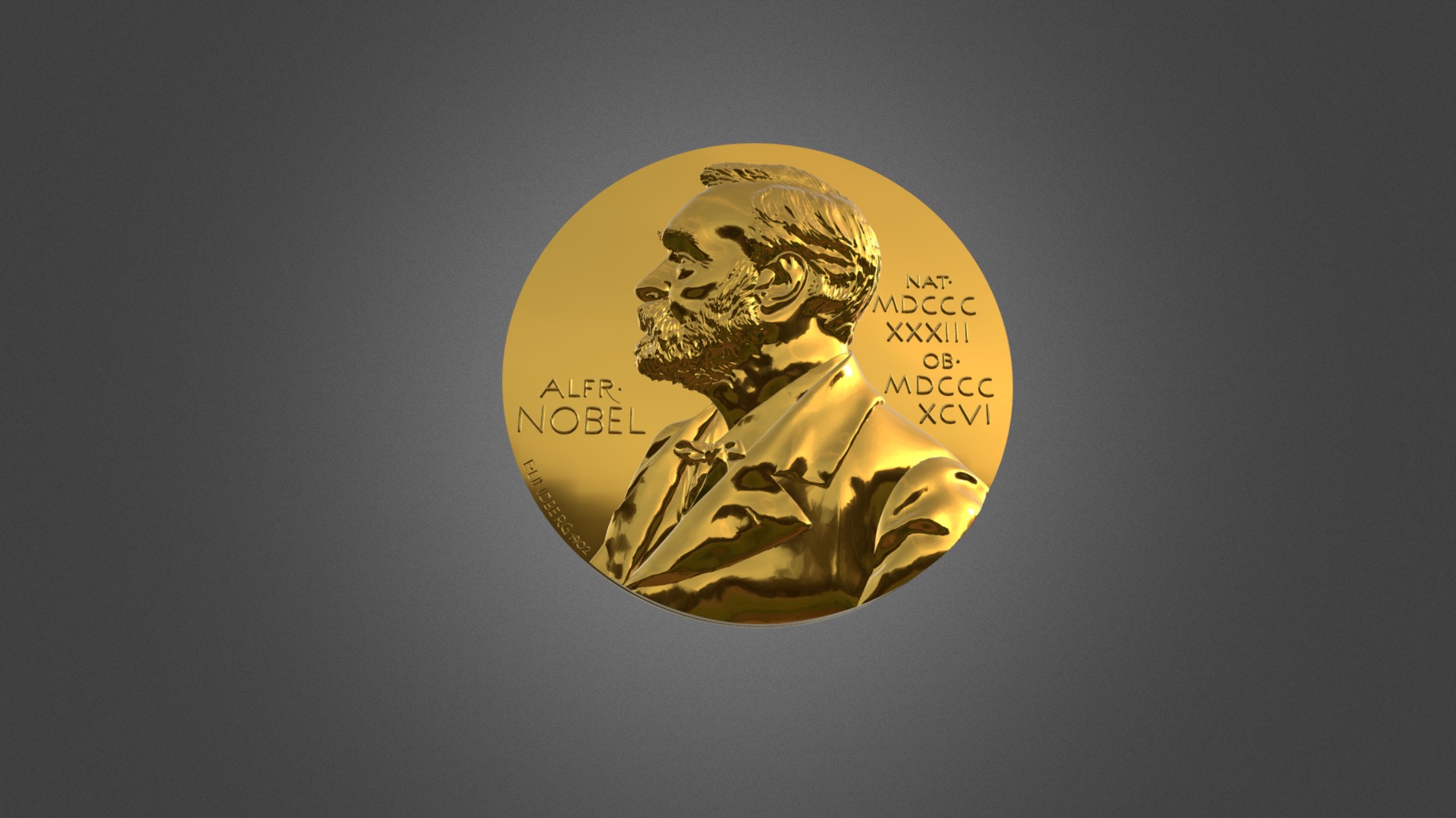 3D model Nobel Prize Replica - This is a 3D model of the Nobel Prize Replica. The 3D model is about a gold coin with a lion on it.