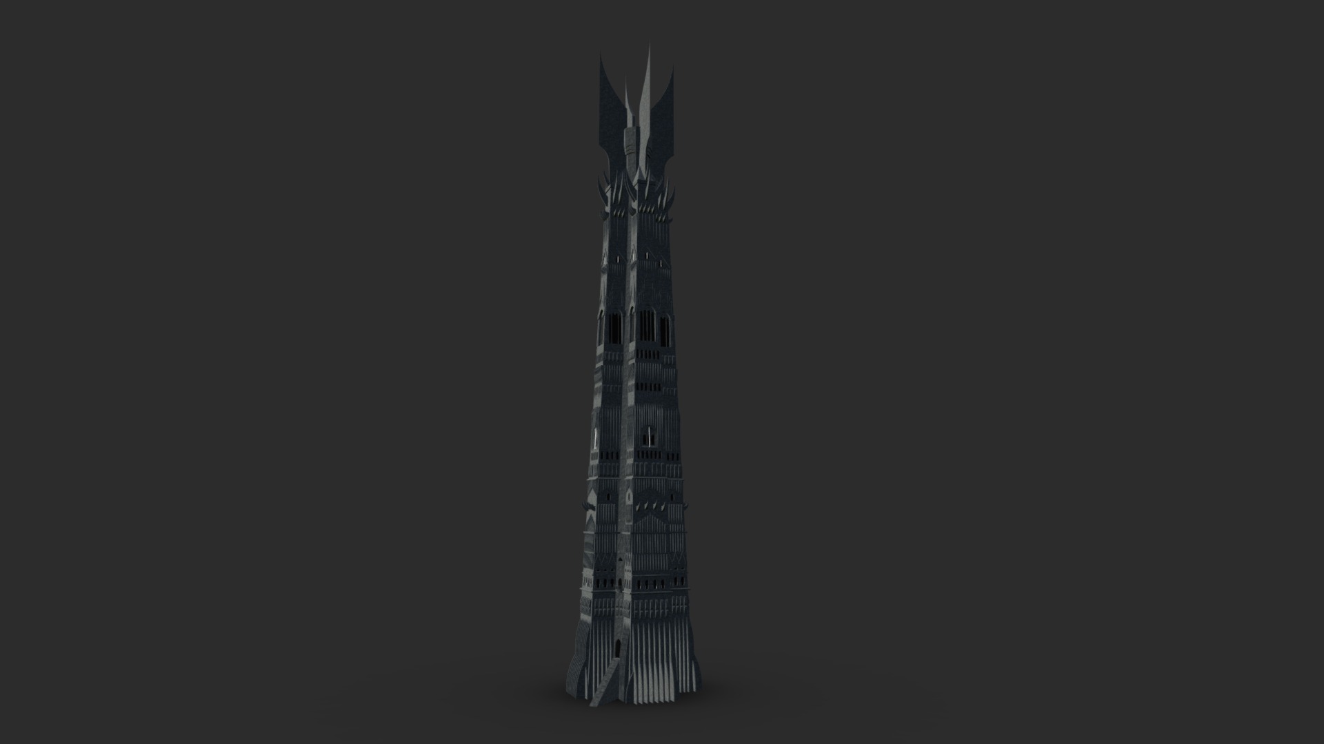 3D model Orthanc Tower - This is a 3D model of the Orthanc Tower. The 3D model is about a tall building with a pointy top.