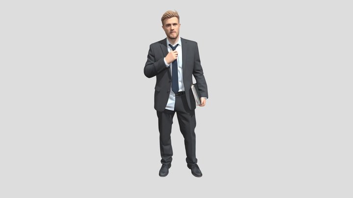 Businessman in a Grey Suit Adjusting His Tie – Modello 3D gratuito STL