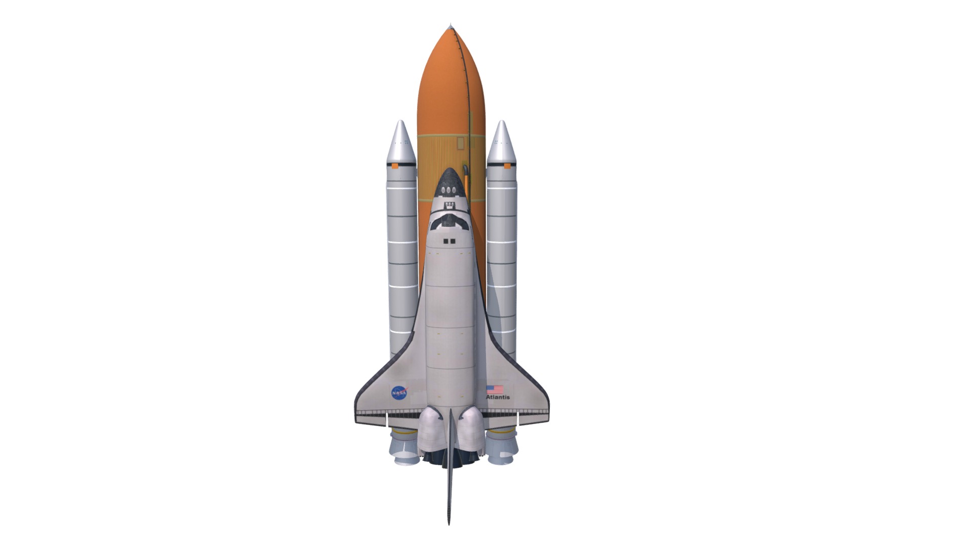 3D model Atlantis Space Shuttle - This is a 3D model of the Atlantis Space Shuttle. The 3D model is about a rocket with a long point.