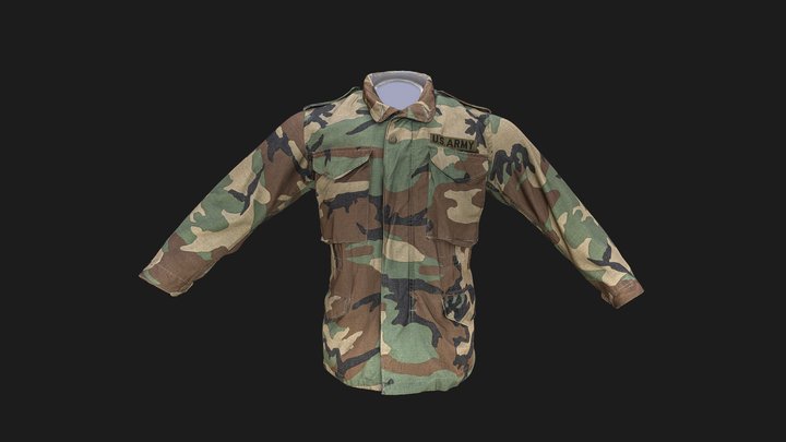M65 Woodland U.S military jacket 3D Model