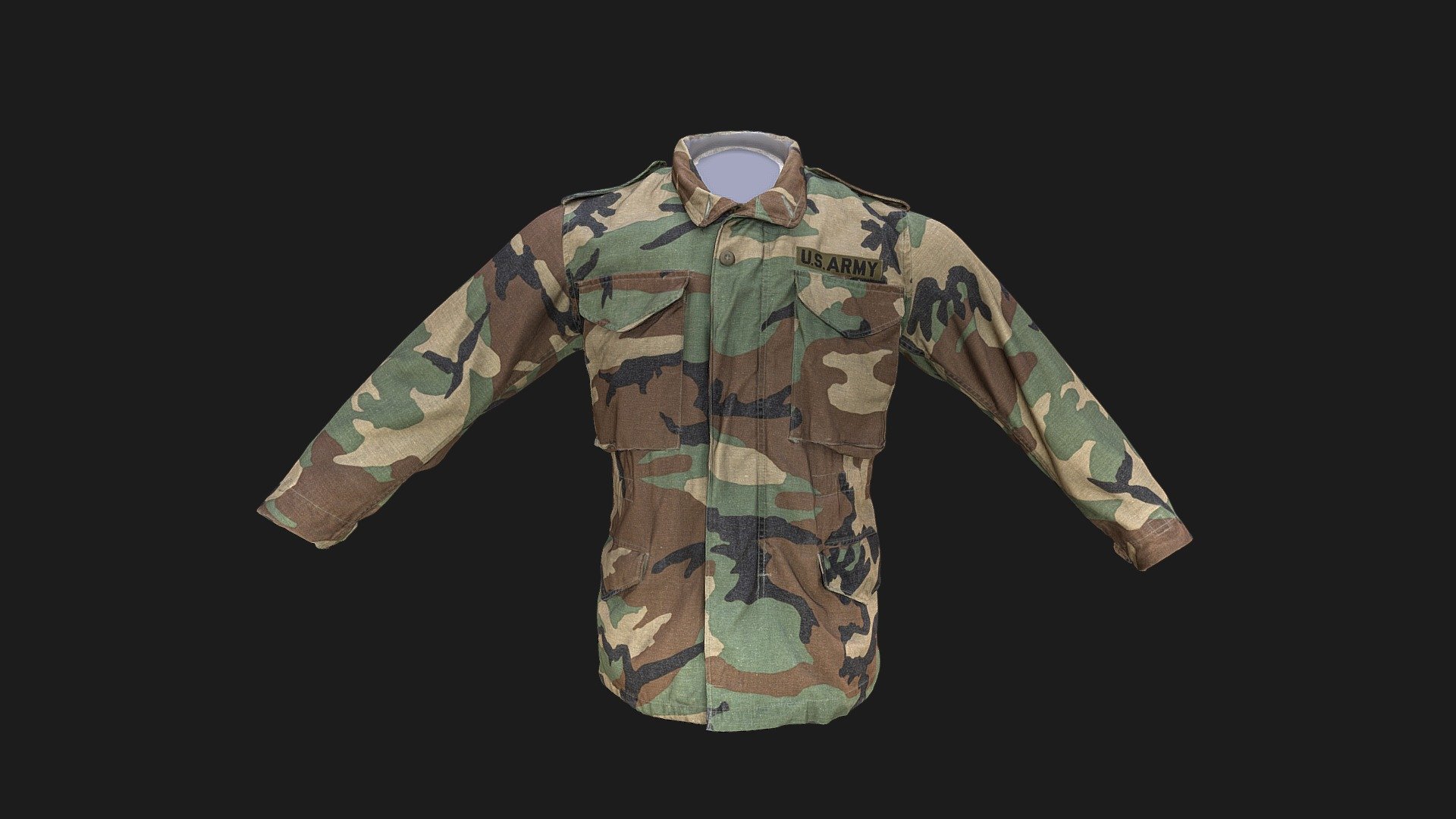 M65 Woodland U.S military jacket - 3D model by CGNScan (@cgnscan