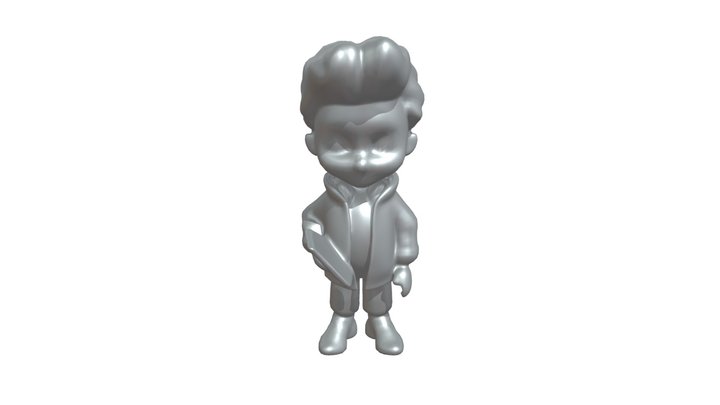 Animated boy character holding a book 3D Model