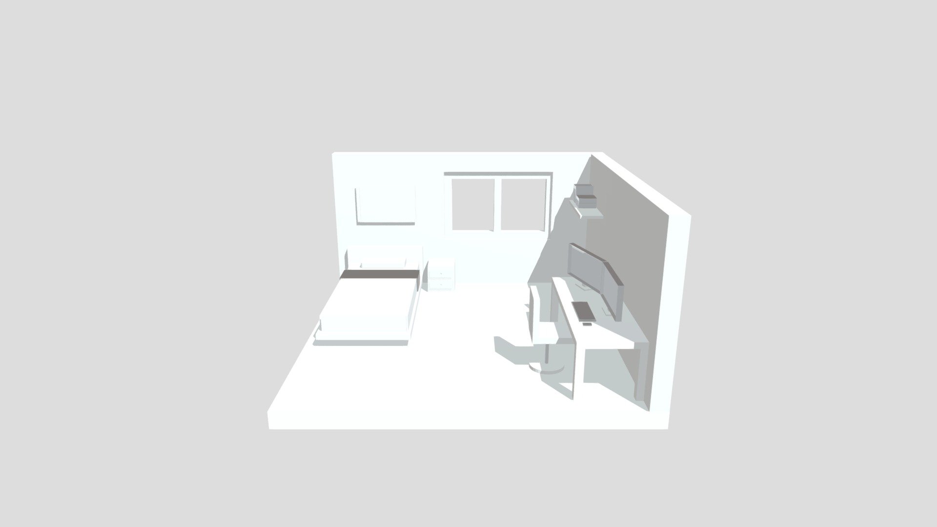 LowPoly Bedroom interior model for Blender/Unity