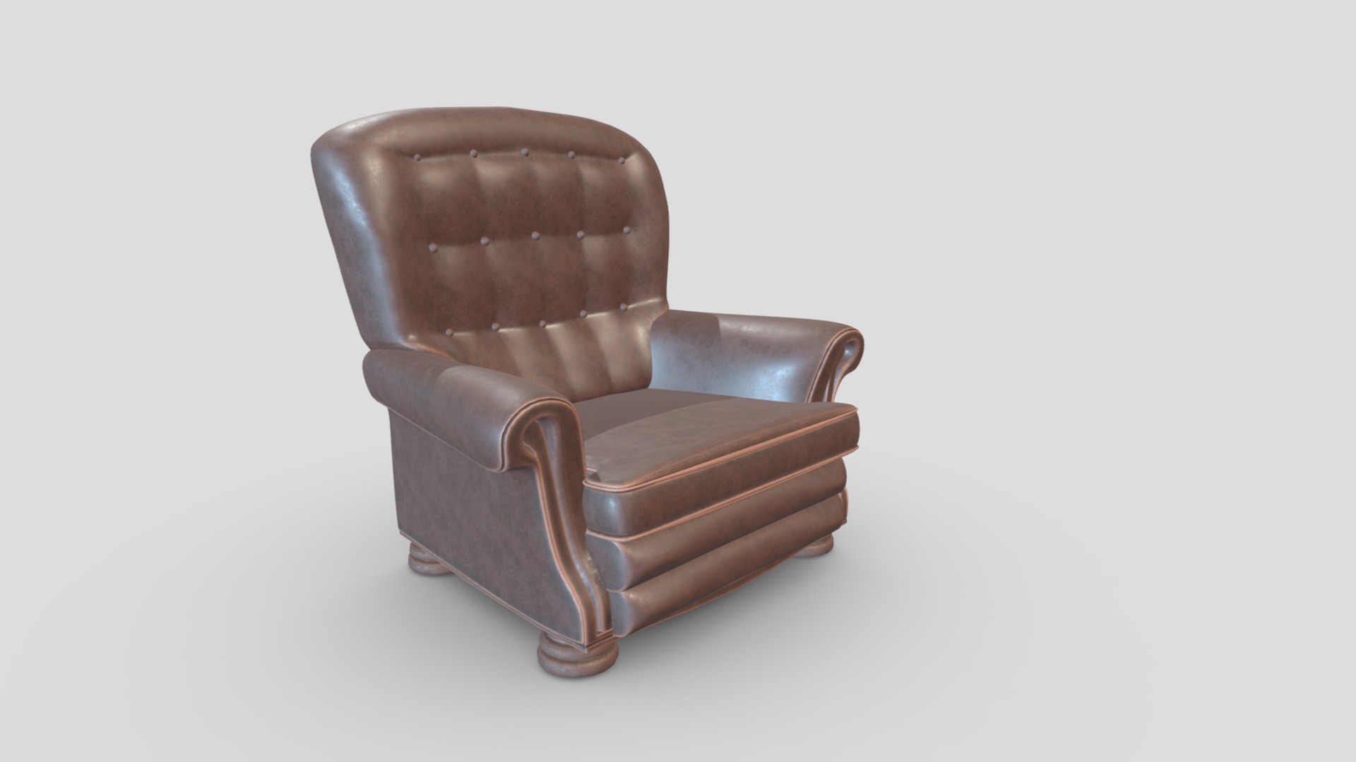 3D model Arm Chair  21 - This is a 3D model of the Arm Chair  21. The 3D model is about a brown leather chair.