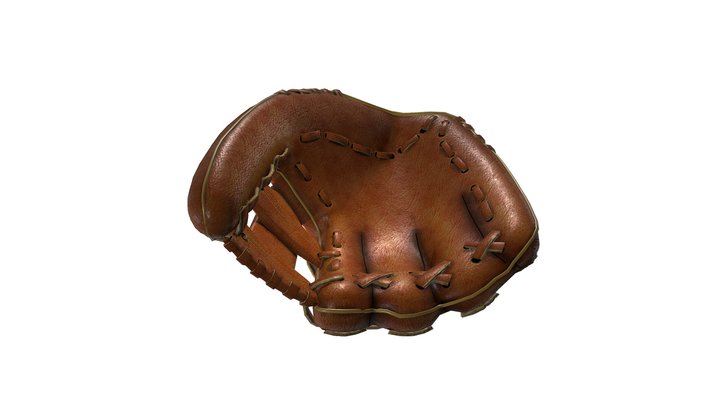 Baseball Softball Brown Leather Glove 3D Model
