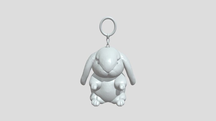 Fluffy rabbit keychain plush 3D Model