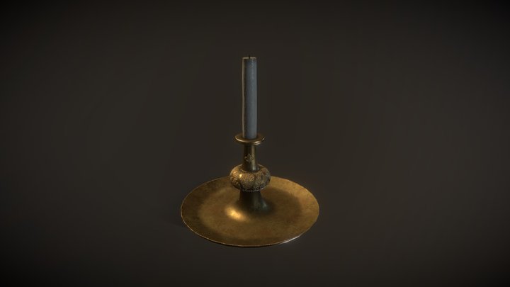 Old Brass Candle Holder 3D Model