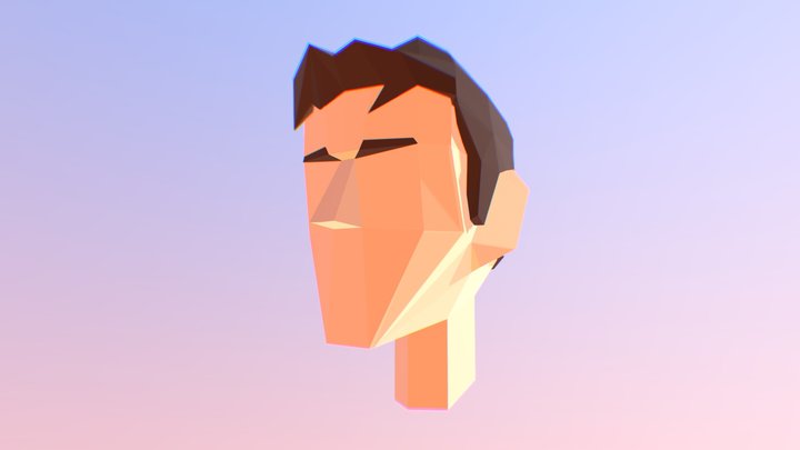 Low Poly Male Head 3D Model