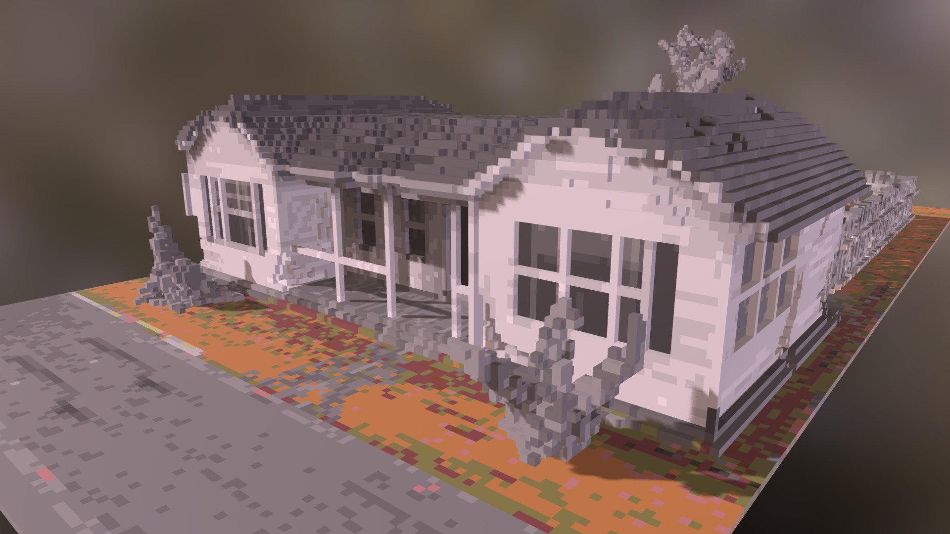 Old House doin' Laundry Voxel Scene