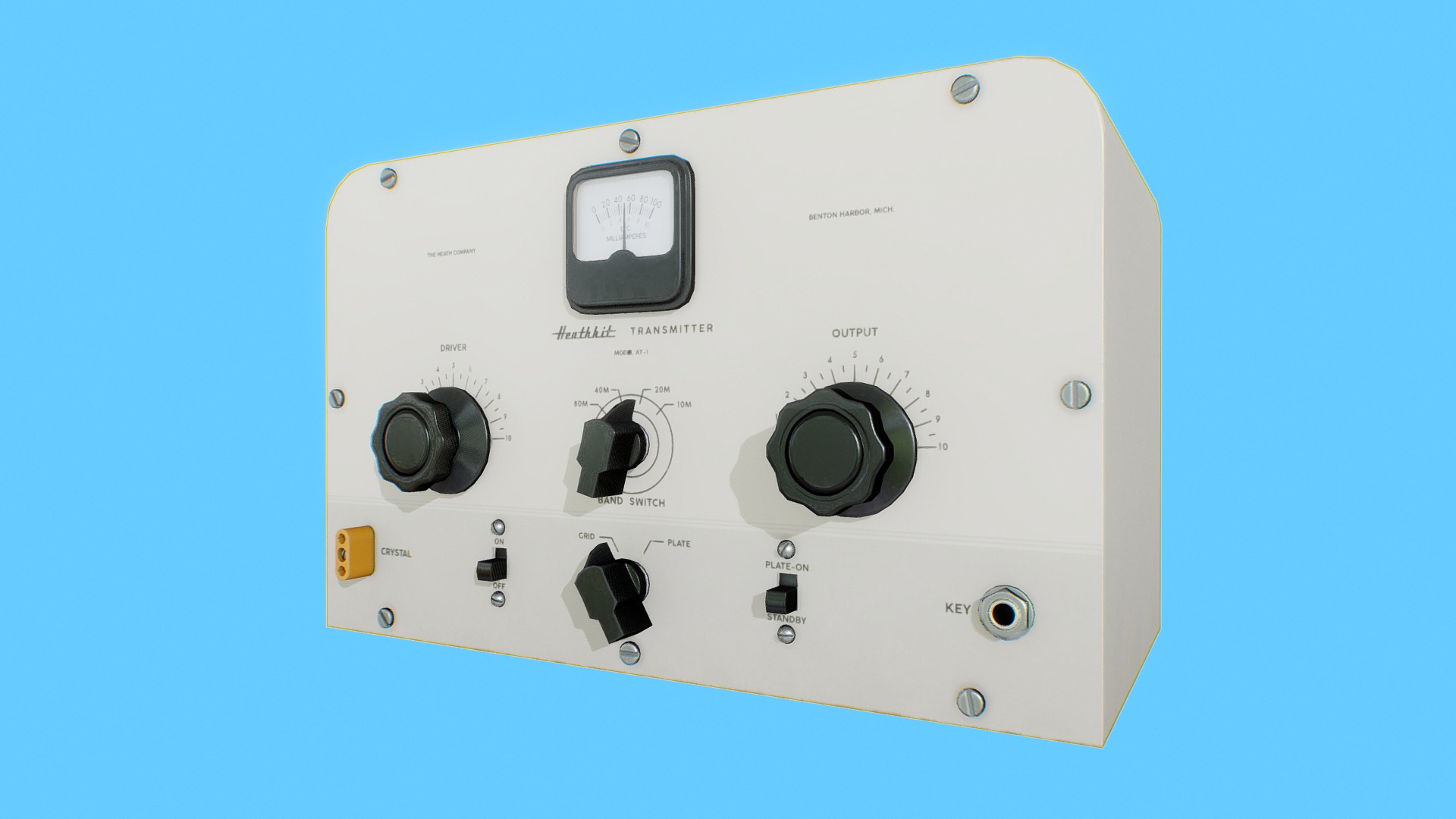 3D model Heathkit AT-1 HAM Radio Transmitter - This is a 3D model of the Heathkit AT-1 HAM Radio Transmitter. The 3D model is about graphical user interface.