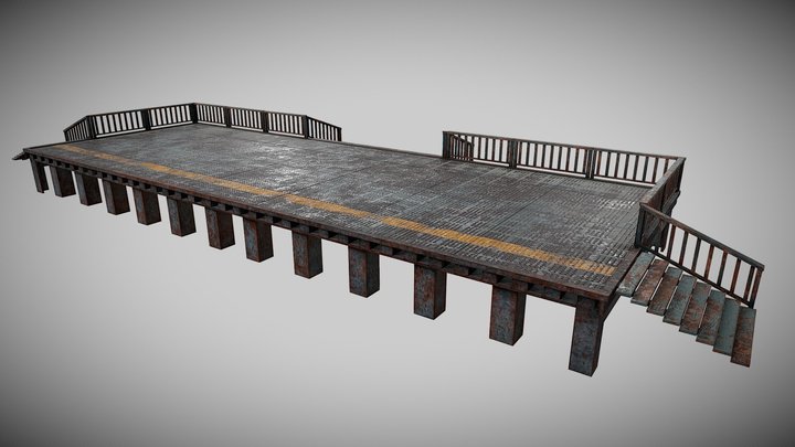 Iron railway platforms 3D Model