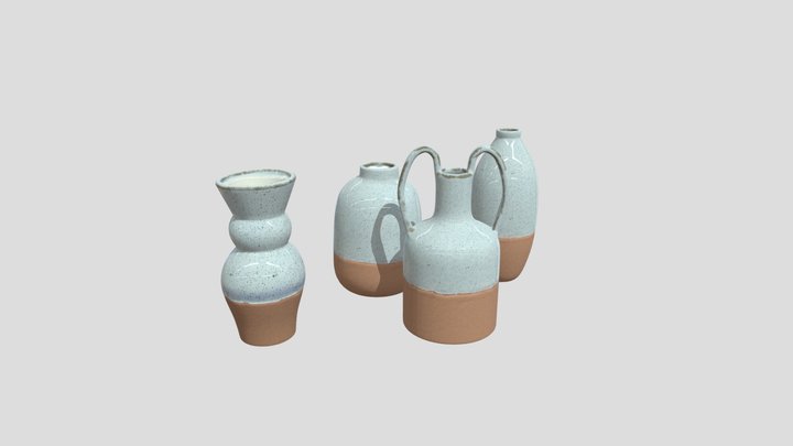 The Elegant White Speckled Ceramic Vase Series b 3D Model