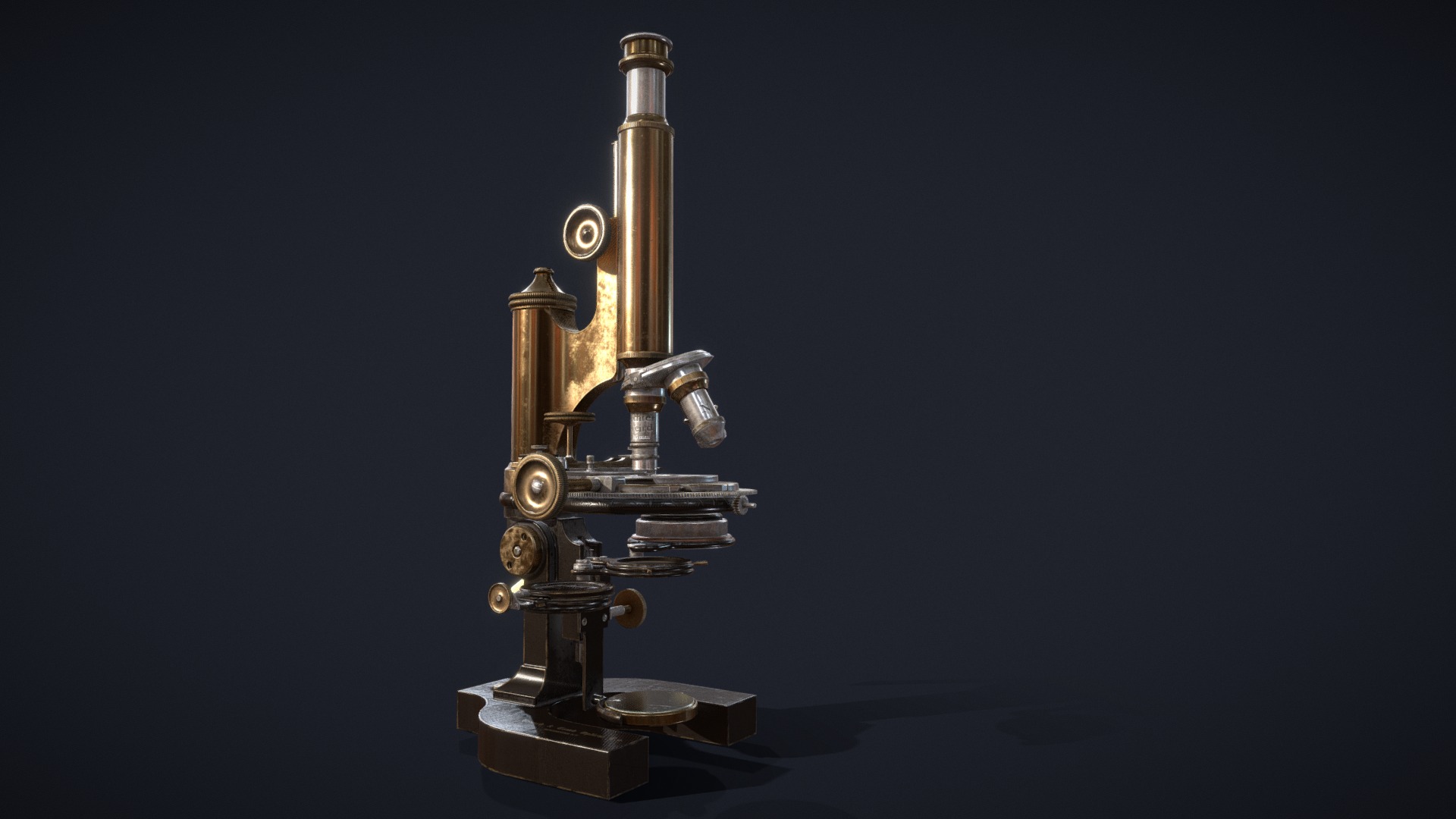 3D model Vintage Microscope Bausch & Lomb - This is a 3D model of the Vintage Microscope Bausch & Lomb. The 3D model is about a robot with a long pointy point.