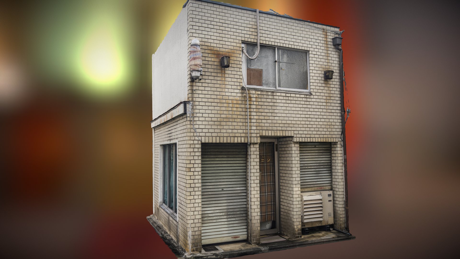 3D model Tokyo building raw scan - This is a 3D model of the Tokyo building raw scan. The 3D model is about a brick building with a green light.