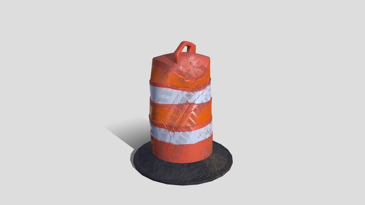 Bent Construction Barrel 3D Model