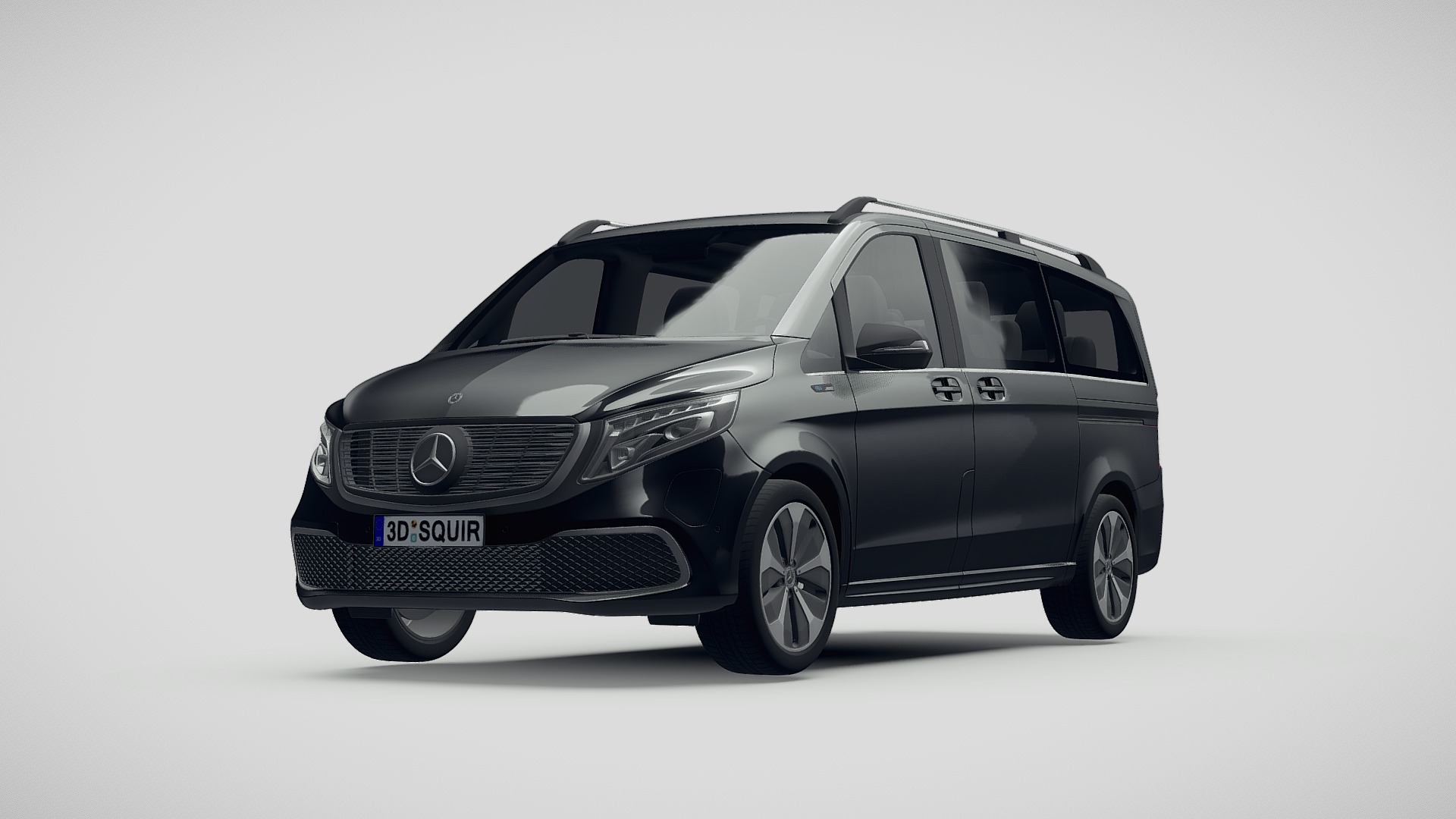 3D model Mercedes-Benz V-Class EQV 2020 - This is a 3D model of the Mercedes-Benz V-Class EQV 2020. The 3D model is about a black car with a white background.