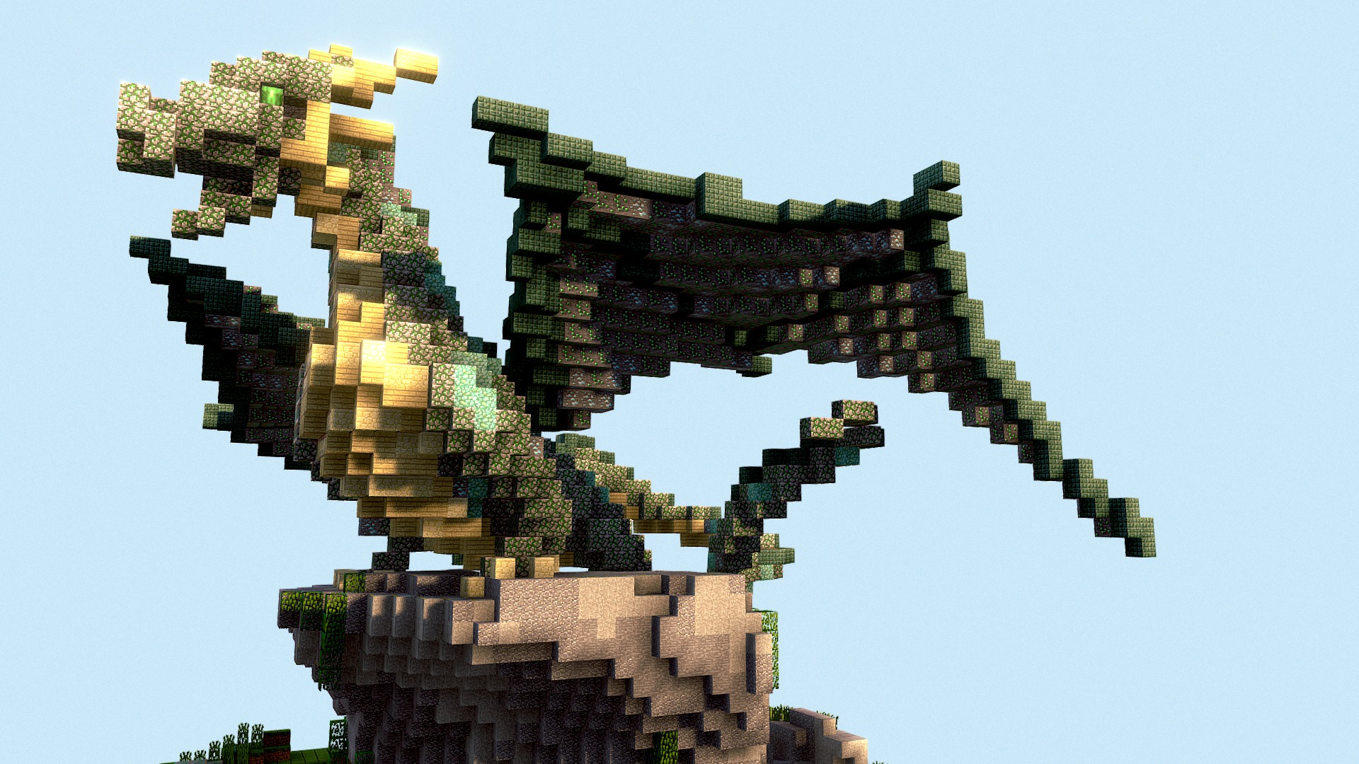 Voxel Minecraft Dragon on a Rock - 26D model by Calibobdoodles