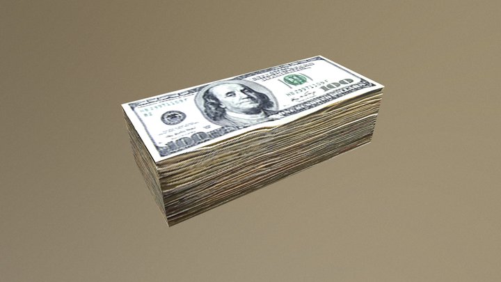 Low Poly Stack of Money 3D Model