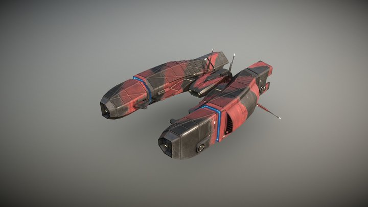 Spaceship Clipper v2 - Red Menace 3D Model