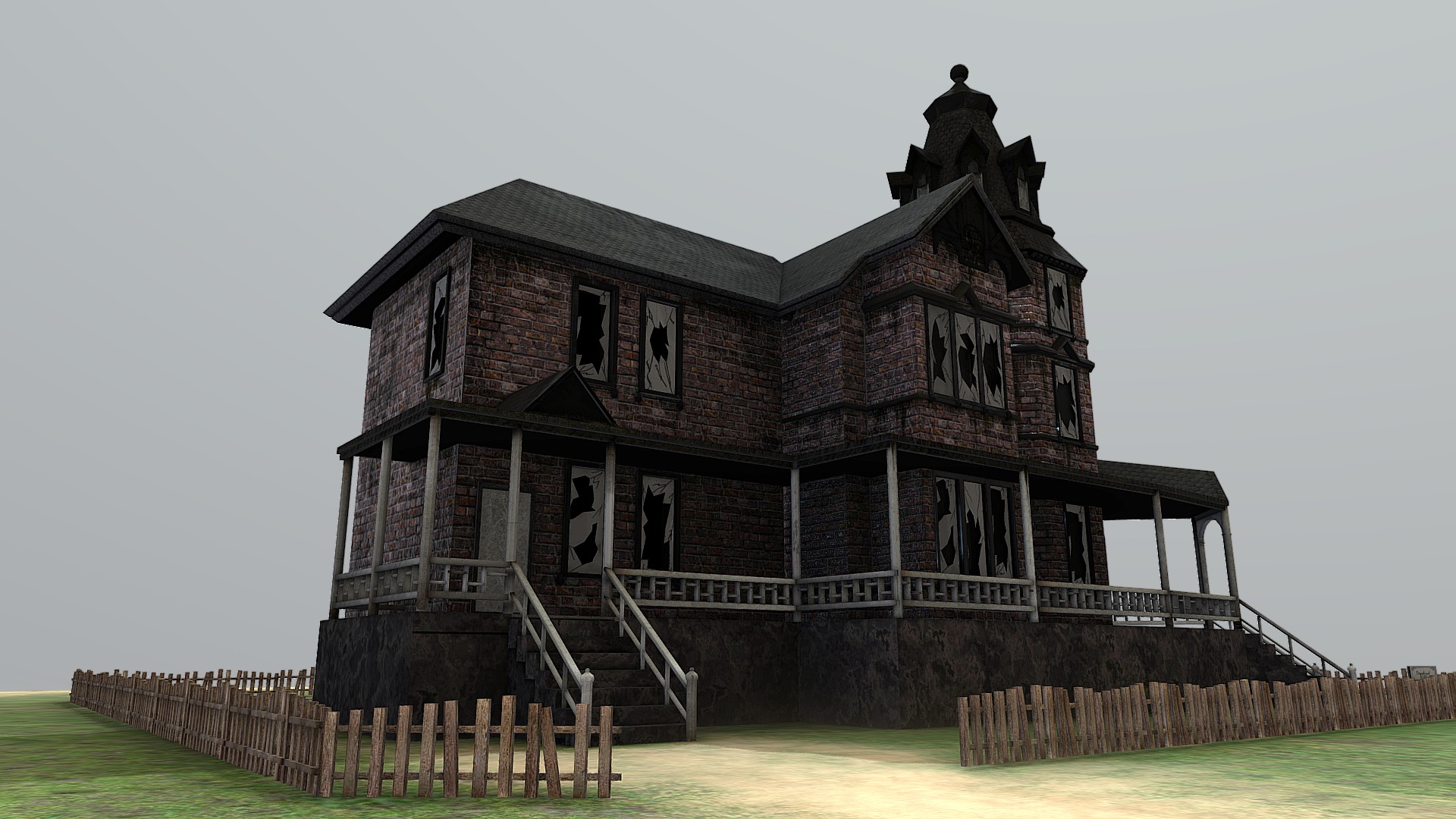 3D model Scary House - This is a 3D model of the Scary House. The 3D model is about a house on the water.
